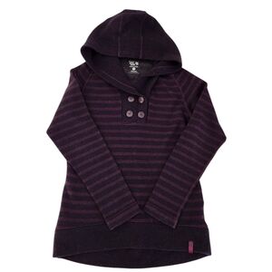 MOUNTAIN HARDWEAR Purple Striped Hooded Fleece Pullover – cozy, outdoor-ready M